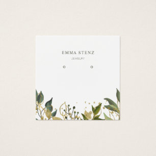 Gold Green Tropical Leaves Social Media Earring  