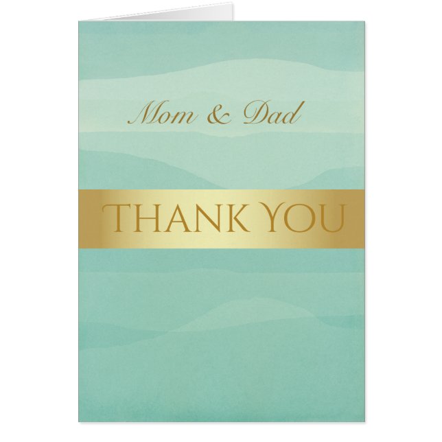 Gold Green Wedding Thank You Card (Front)
