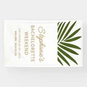 Gold, Green, White Palm Leaf Bachelorette Weekend  Banner