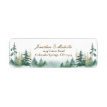 Gold Green Woodland Pine Trees Watercolor<br><div class="desc">Address label depicts a woodland nature watercolor design with sparking gold and green pine trees. Good choice for autumn,  winter and Christmas.*_</div>