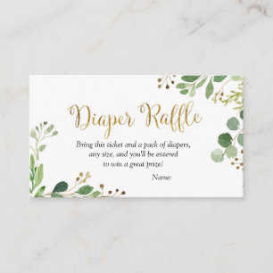 Gold Greenery Baby Shower Diaper Raffle Enclosure Card