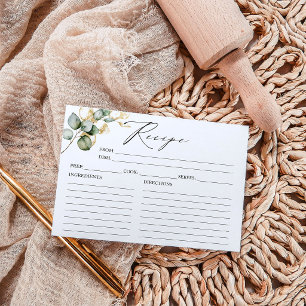 Gold Greenery Bridal Shower Recipe Cards