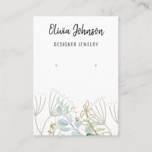 Gold Greenery Dandelion Jewelry Earring Display Business Card