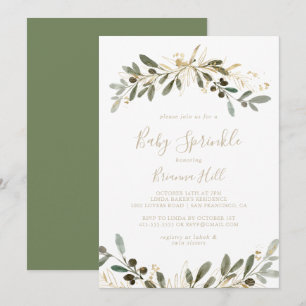 Gold Greenery Fall Baby Sprinkle Invitation