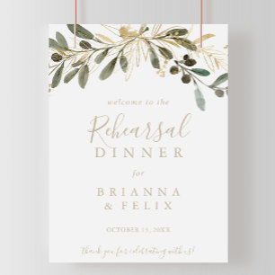Gold Greenery Fall Rehearsal Dinner Welcome Sign