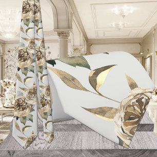 Gold & Greenery Floral Wedding Tie