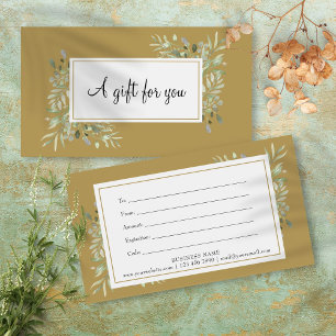 Gold Greenery Foliage Business Gift Certificate