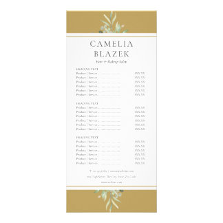 Gold Greenery Foliage Salon Service Menu