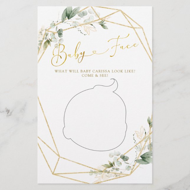 Gold Greenery Geometric Baby in Bloom Baby Face (Front)