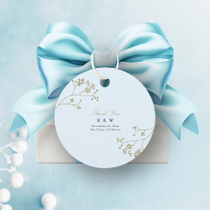Gold Greenery Ice Blue Elegant Chic Winter Wedding Favour Tags