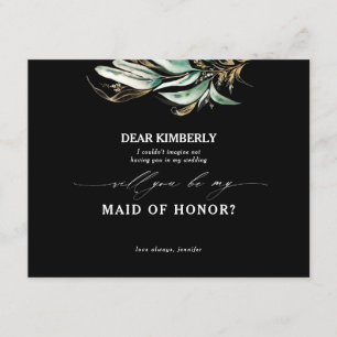 Gold Greenery Maid of Honour / Bridesmaid Proposal Invitation