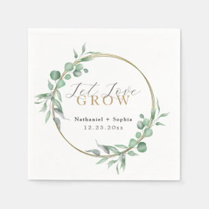 Gold Greenery Watercolor Wedding Napkin