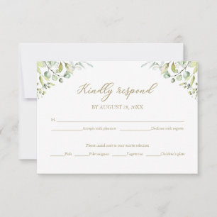 Gold Greenery Wedding RSVP Enclosure Cards