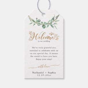 Gold Greenery Wedding Welcome Gift Tags