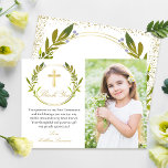 Gold Greenery Wreath Communion Thank you Card<br><div class="desc">Gold Greenery Wreath Communion Thank you Card</div>