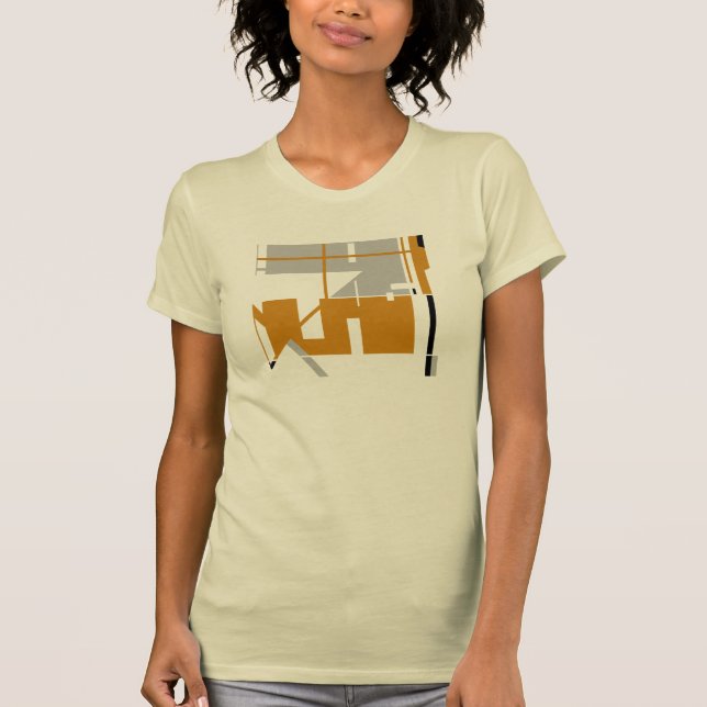 Gold Grey Black MCM-inspired Geometric Abstract T-Shirt (Front)