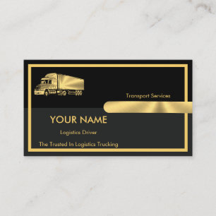 gold Grey Black Retro Columns Logistics Trucking Business Card