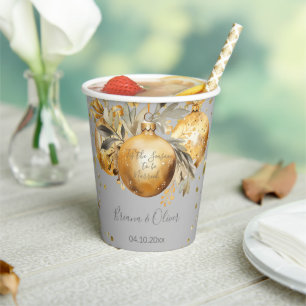 Gold Grey Christmas Wedding Paper Cups