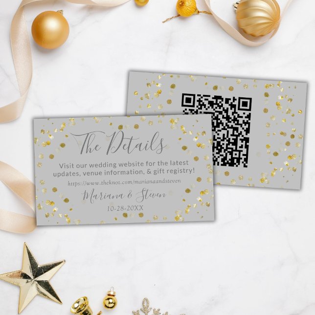 Gold Grey Christmas Wedding Website Enclosure Card (Creator Uploaded)