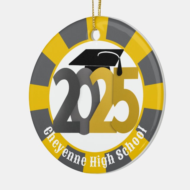 Gold Grey Class of 2025 (Add Name) Graduation Ceramic Tree Decoration (Left)