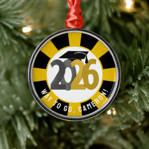 Gold Grey Class of 2026 Graduation Metal Tree Decoration
