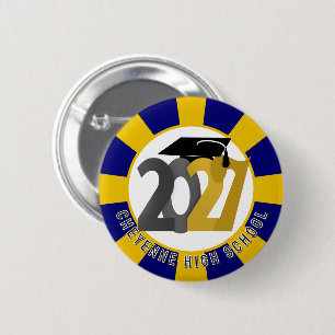 Gold Grey Class of 2027 Graduation 6 Cm Round Badge