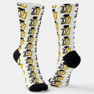 Gold Grey Class of 2027 Graduation Socks