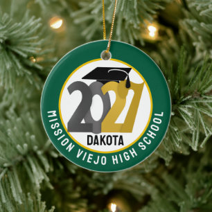 Gold Grey Class of 2027 Photo Graduation Ceramic Tree Decoration