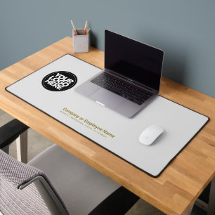 Gold Grey   Custom Business Logo Name, Slogan Desk Mat