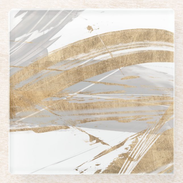 Gold & Grey Glass Coaster (Front)