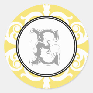 Gold grey goth punk monogram initial wedding favou classic round sticker