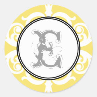 Gold grey goth punk monogram initial wedding favou classic round sticker