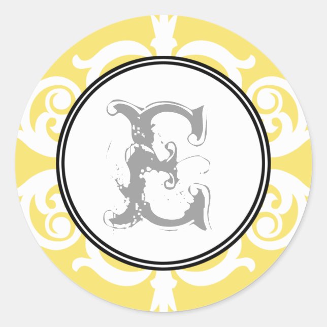 Gold grey goth punk monogram initial wedding favou classic round sticker (Front)