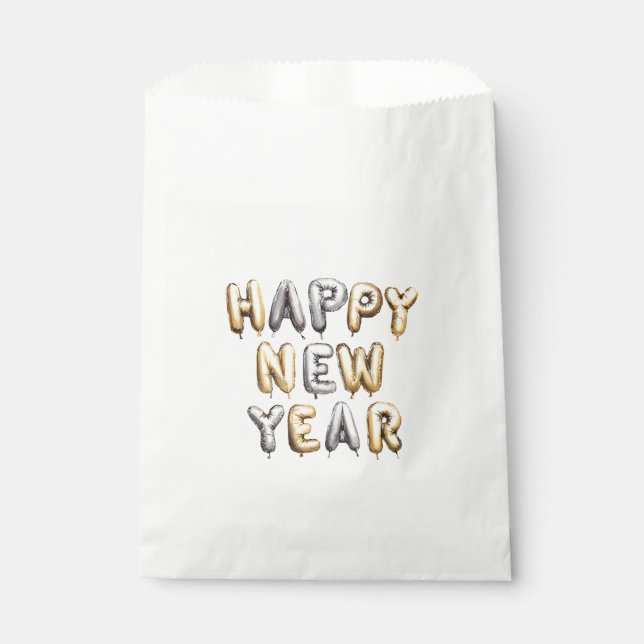 Gold Grey Happy New Year Favour Bags (Front)