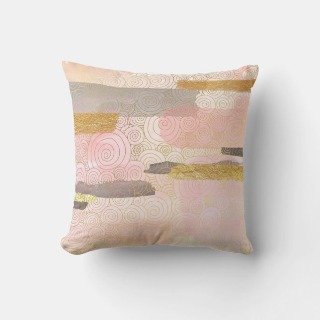 Gold Grey & Light Pink  Cushion (Front)