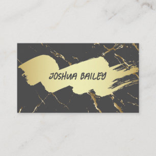 Gold Grey Marble Gold Brushed Business Card