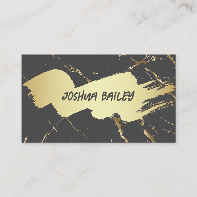 Gold Grey Marble | Gold Brushed Business Card (Front)
