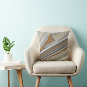 Gold Grey Marble Stone Stripes Cushion