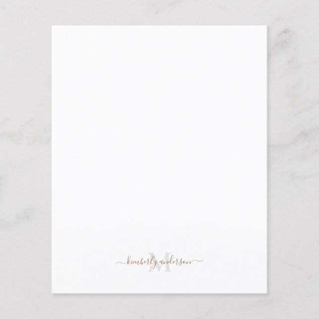 Gold & Grey Monogram Custom Script Stationery (Front)