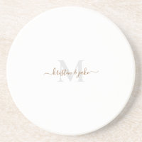 Gold & Grey Monogram & Script Names Round