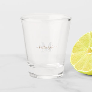 Gold & Grey Monogram & Script Names Shot Glass