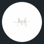 Gold & Grey Monogram Swash Script  Classic Round Sticker<br><div class="desc">Modern Gold and Grey Monogram Sticker.  Combo font.  Swash.  Simple.</div>