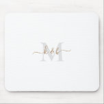 Gold & Grey Monogram Swash Script  Mouse Pad<br><div class="desc">Modern Gold and Grey Monogram Mouse Pad.  Combo font.  Swash.  Simple.</div>
