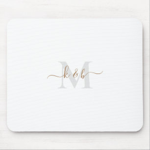 Gold & Grey Monogram Swash Script  Mouse Pad