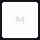 Gold & Grey Monogram Swash Script Square Sticker<br><div class="desc">Modern Gold and Grey Monogram Sticker.  Combo font.  Swash.  Simple.  Square.</div>