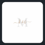 Gold & Grey Monogram Swash Script Square Sticker<br><div class="desc">Modern Gold and Grey Monogram Sticker.  Combo font.  Swash.  Simple.  Square.</div>