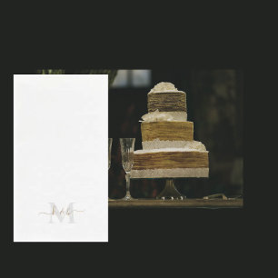 Gold & Grey Monogram Swash Script White  Napkin