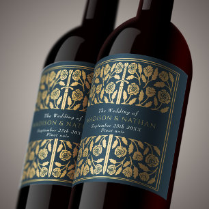 Gold Grey Royal Mediaeval Sword Wedding Wine Label