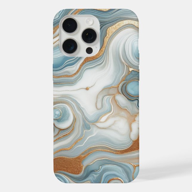 Gold Grey Teal Blue Marble Art Pattern iPhone Case (Back)