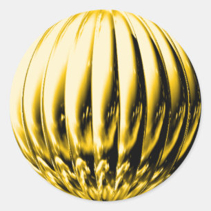 Gold grooved ball classic round sticker